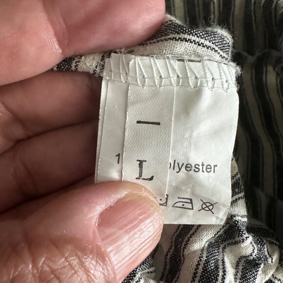 Striped Polyester Drawstring Pants L - Picture 3 of 6